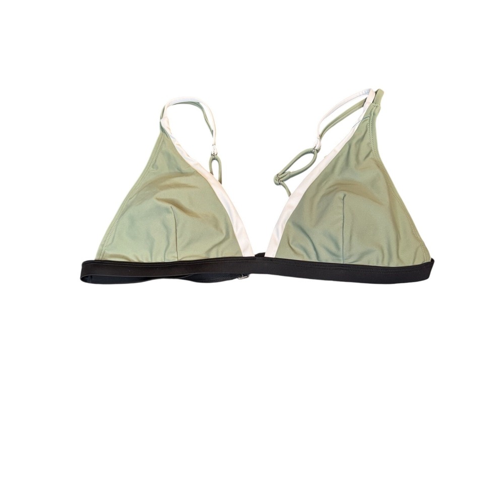 CUPSHE Green & White Triangle Bikini Top, Adjustable Straps, Removable Pads, New